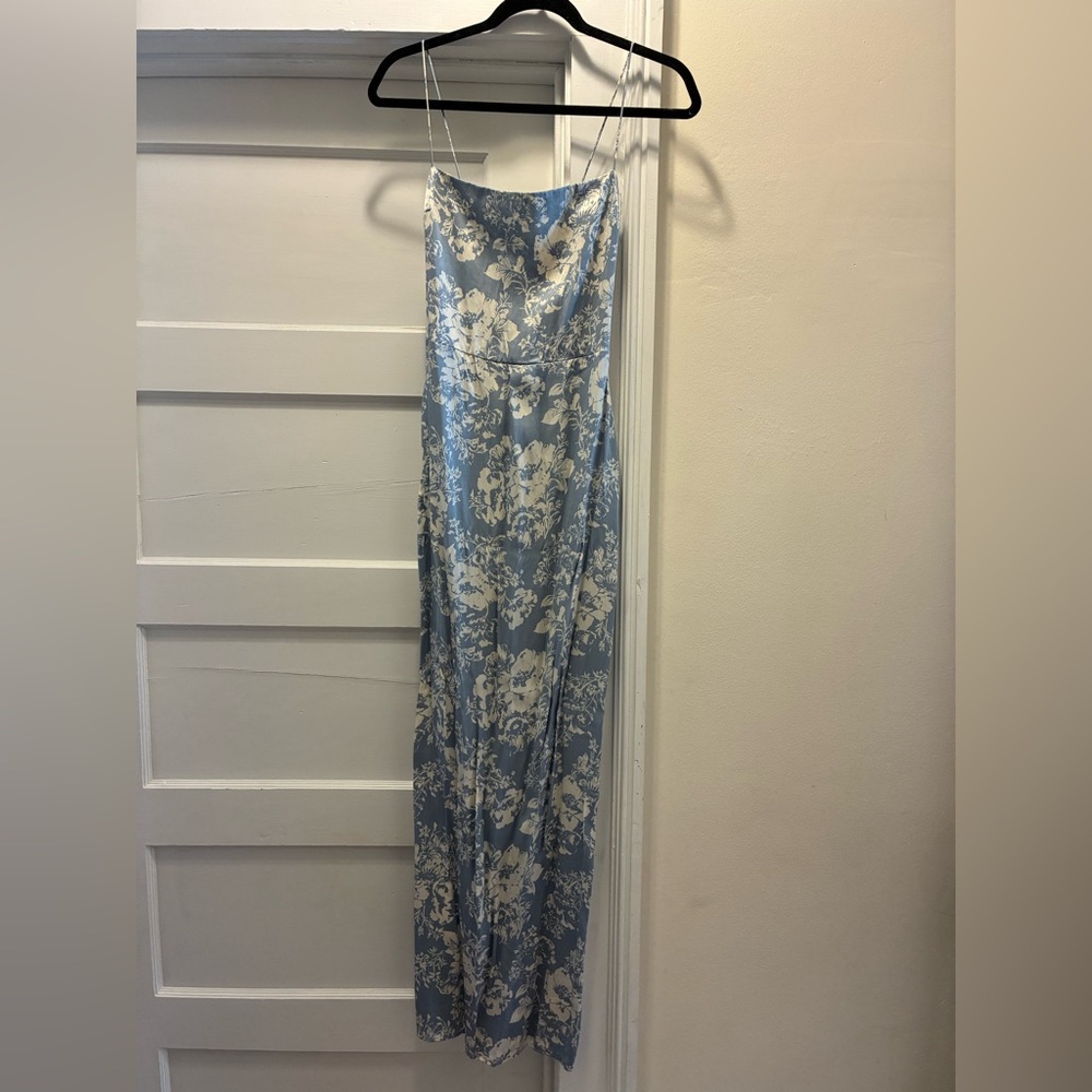 Reformation 100% Silk Frankie Porcelain Light Blue Floral Maxi Dress - Picture 7 of 9